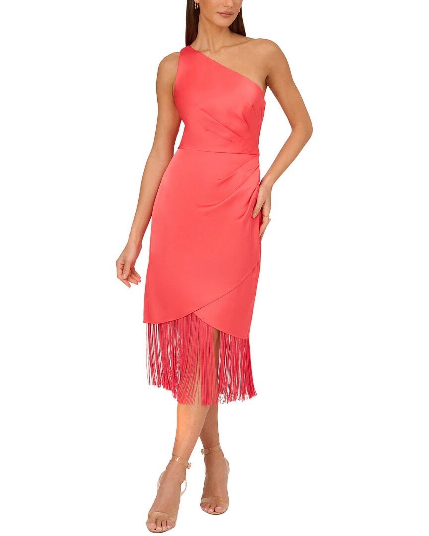 Adrianna by Adrianna Papell womens Eve Satin Midi Dress, 0, Coral